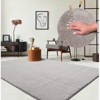 The Carpet RELAX – Extra Zacht & Wasbaar Vloerkleed tot 30°C met Antislip Onderzijde – Fluweelachtige Structuur – Voor Slaapkamer of Woonkamer – Zilver, 60 x 110 cm