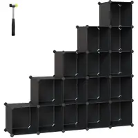 Songmics Kunststof kledingkast met insteekplanken, Zwart / 125 x 31 x 125 cm