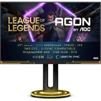 AOC AG275QXL (2560 x 1440 pixels, 27"), Monitor, Zwart, Geel