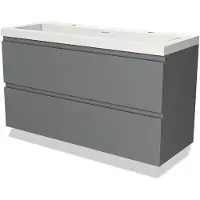 Maxaro Modulo Badkamermeubel met wastafel | 120 cm Middengrijs Greeploos front Solid surface 2 lades onder elkaar