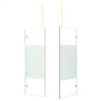 Maxaro Diamond Inloopdouche | 100x80 cm Lichtgoud Helder met matte strook 2 vaste wanden