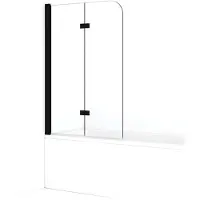 Maxaro Diamond Badwand 100cm Mat Zwart Helder Glas | Badwand | Badwand Glas | Badscherm | Glazen Badwand