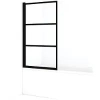 Maxaro Diamond Badwand | 90 cm Mat zwart Helder met 4 zwarte strepen