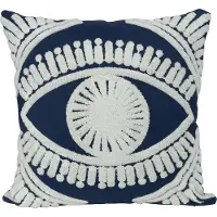 QUVIO Sierkussen met oog - Gevuld - 45 x 45 cm - Blauw