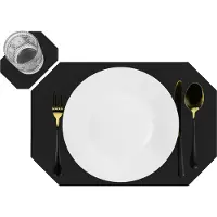 Krumble Placemat met onderzetter - PU Leer - Zwart