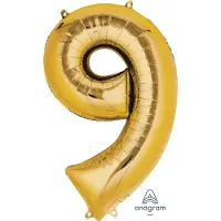 Amscan Grote "9" Gouden Folie Ballon 63 x 86 cm