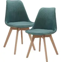 En.casa Eetkamerstoel 'Fläten', set van 2, gestoffeerde stoel, cordura, donkergroen