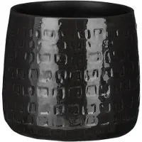 Mica Decorations Plantenpot - keramiek - zwart - 19 x 17 cm - Plantenpotten