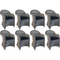 Decomeubel - Rotan Stoel Kubu Grey met zwart Kussen - set van 8 stoelen