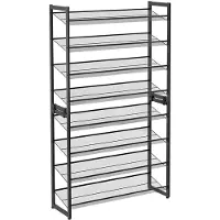 Hoppa! Schoenenrek | 8 Niveaus | Zwart | Metaal | 92,5 x 30,7 x 163,5 cm (B x D x H)