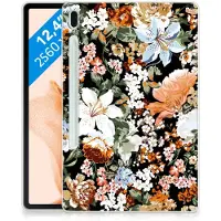 B2Ctelecom Siliconen Hoesje voor Samsung Galaxy Tab S7FE Dark Flowers