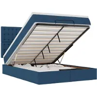 vidaXL Ottoman bed met matras 140x200cm stof blauw