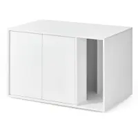 Songmics Kattenbak kast met push to open deuren en bijzettafel functie, Sneeuwwit