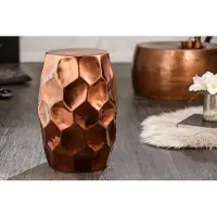 Invicta Handgemaakte bijzettafel ORGANIC ORIENT 50cm koper metaal gehamerd ontwerp honingraat rond - 40229