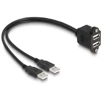 DeLOCK USB 2.0 Cable 2 x USB Type-A male to 2 x USB Type-A female with screws for built-in 1 m black