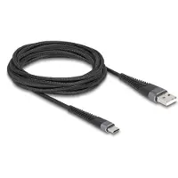 DeLOCK USB-C - USB-A kabel | buigbescherming | USB2.0 | QC 18W | metaal/nylon | zwart | 3 meter