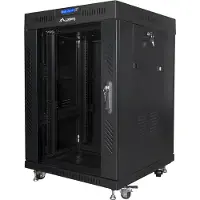 Lanberg Rackkast - - 15U - Glazen deur - Modern ontwerp - Zwart