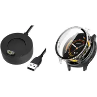 Strap-it Hard Case (Transparant) + Oplader - Geschikt voor Garmin Venu 3 - Beschermende Hoes - Smartwatch Bescherming - Garmin Oplader - Duurzame Bescherming & Snelladen