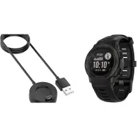 Strap-it Siliconen Smartwatch Band + Oplader - Geschikt voor Garmin Instinct 1 / Garmin Instinct 2 - Sportarmband - Siliconen Armband - Waterbestendig & zweetbestendig - Zwart