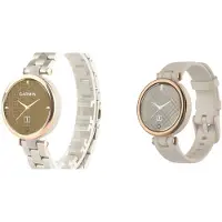 Strap-it Bundel van Siliconen en Stalen Band - Geschikt voor Garmin Lily - Comfortabele sportband & luxe schakelband - Waterbestendig & verstelbaar - Champagne & Zandgrijs