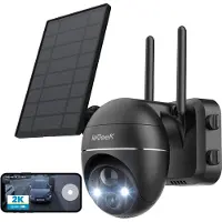 IeGeek 2K PTZ Bewakingscamera Buiten Draadloos met Batterij, Solar WiFi Beveiligingscamera voor thuis met Zonnepaneel en PIR Bewegingsdetectie, Kleuren Nachtzicht CCTV IP Camera Security