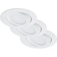 Briloner LED inbouwlamp, set van 3, kunststof, wit, kantelbaar