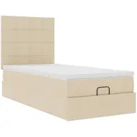 vidaXL Bed met matras 100x200 cm stof crèmekleurig