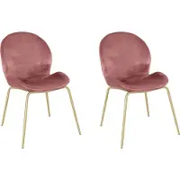 DOMUS Rafael-Stoel - Roze Fluweel/Messing - Set van 2