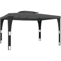 vidaXL Paviljoen met dubbel dak, antraciet, 3,98 x 2,98 m, staal