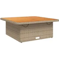 vidaXL Tuintafel 110x110x71 cm poly rattan en acaciahout beige