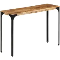vidaXL Wandtafel 110x35x76 cm massief mangohout en ijzer bruin