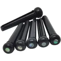 Göldo Bridgepins stekkels Pins zwart,Abalone Inlay, 6 st. - Gitaaronderdeel
