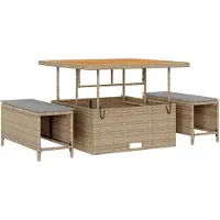 vidaXL Tuin Eettafel Set Beige poly rattan