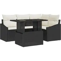 vidaXL Tuinbank Set 5 st Zwart en Crème
