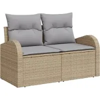 vidaXL Tuin Sofa met kussen Beige 124 x 62 x 69cm poly rattan