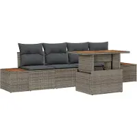 vidaXL Tuinbank Set 5 st Grijs poly rattan
