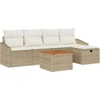 vidaXL Tuinbank Set 6 st Beige Poly rattan