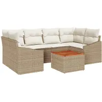 vidaXL Tuinbank Set 7 st Beige en Crème poly rattan