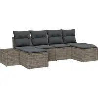 vidaXL Tuinset met 4 zitplaatsen, grijs, polyrotan