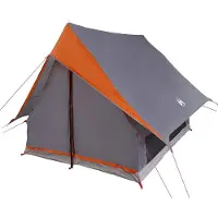 vidaXL Familietent met dak Grijs en Oranje 220 x 220 x 184 cm