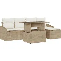 vidaXL Tuinbank Set met kussen 6 pcs beige en crèmekleurig