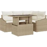 vidaXL Tuinbank Set 5 st Beige en Crème poly rattan