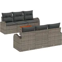 vidaXL Tuinbank Set 7 st Grijs poly rattan
