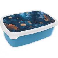 MuchoWow Broodtrommel Blauw - Lunchbox Koraalrif - Vissen - Oceaan - Blauw - Brooddoos 18x12x6 cm - Brood lunch box - Broodtrommels voor kinderen en volwassenen
