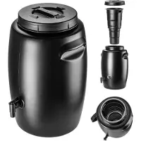Kadax Vat voor de productie van organische mest, kunstmestvat van kunststof, mesttank container, mestvat voor het maken van jauken (zwart, 55 liter)