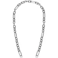 Lucardi Dames Stalen bedel ketting figaro - Ketting - Staal - Zilverkleurig - 50 cm