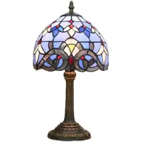 Yuna Glazen Tiffany Tafellamp - Vintage Lamp - Glas in lood - Blue Baroque - Bureaulamp van glas - Vintage Tiffany Lamp