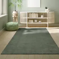 The Carpet RELAX – Extra Zacht & Wasbaar Vloerkleed tot 30°C met Antislip Onderzijde – Fluweelachtige Structuur – Voor Slaapkamer of Woonkamer – Donkergroen, 80 x 150 cm