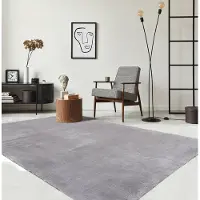 The Carpet RELAX – Extra Zacht & Wasbaar Vloerkleed tot 30°C met Antislip Onderzijde – Fluweelachtige Structuur – Voor Slaapkamer of Woonkamer – Grijs, 60 x 110 cm