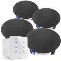 Power Dynamics Powerline A100W Set met witte inbouw versterker en 4 zwarte plafondspeakers